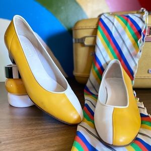 Vintage mod color block low heels
